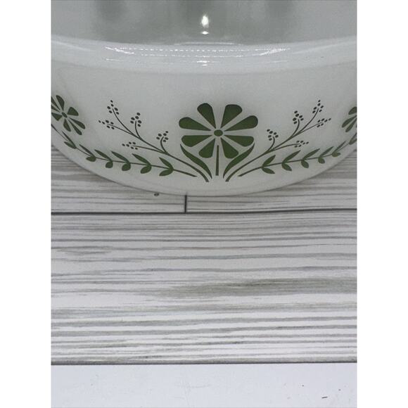 Vintage Glasbake 1.5 Qt Primrose Dream Green Floral Casserole Baking Dish USA - Picture 2 of 5